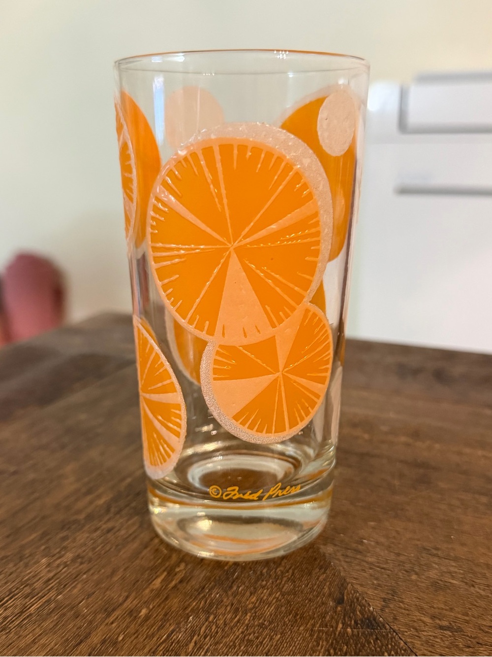 Vintage Fred Press Raised Sugared Orange Slice Highball Glass